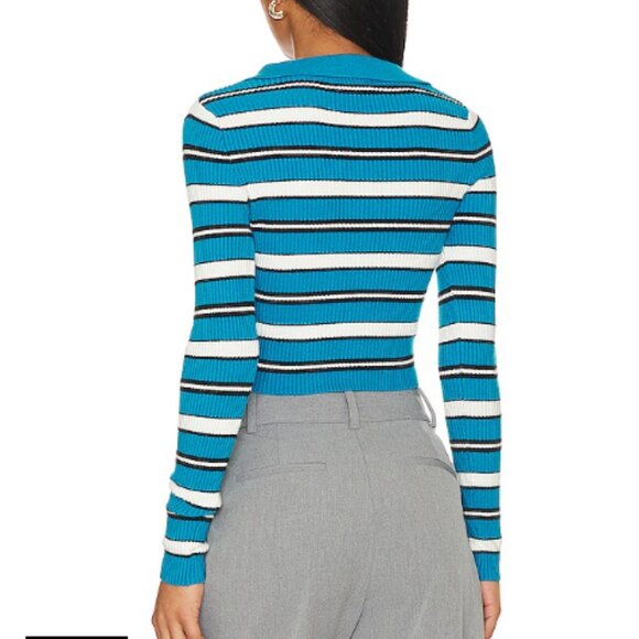 Superdown Striped Blue and White Cropped Cardigan S - Picture 2 of 2